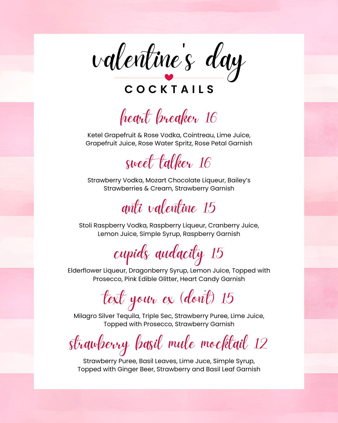 valentine's day cocktails schenectady